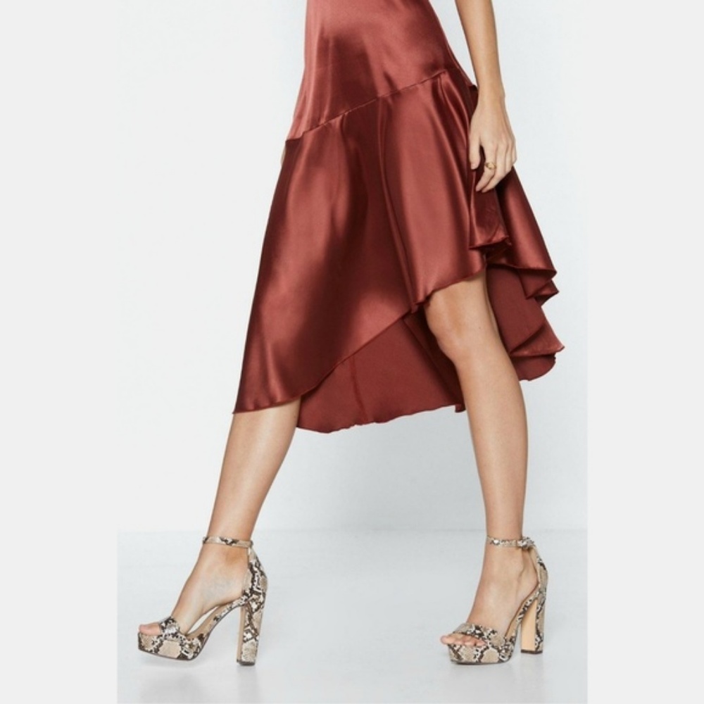Nasty Gal Satin Slip Dress Chocolate Wine - Picture 4 of 8